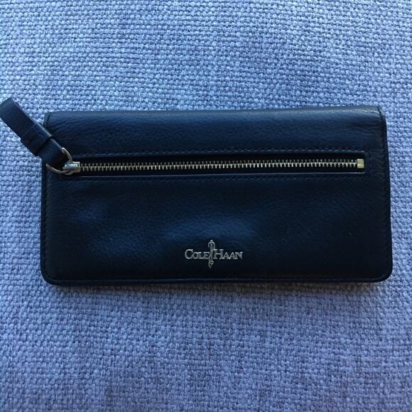 Cole Haan Black Envelope Wallet Full Bill Size - Picture 1 of 5